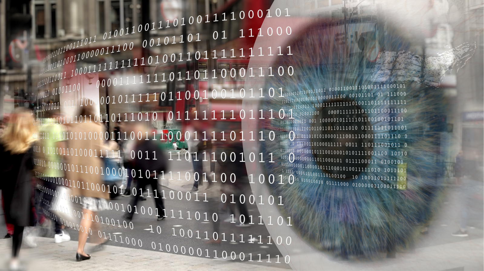 Ein blaues Auge beobachtet die Menschen über das Internet.