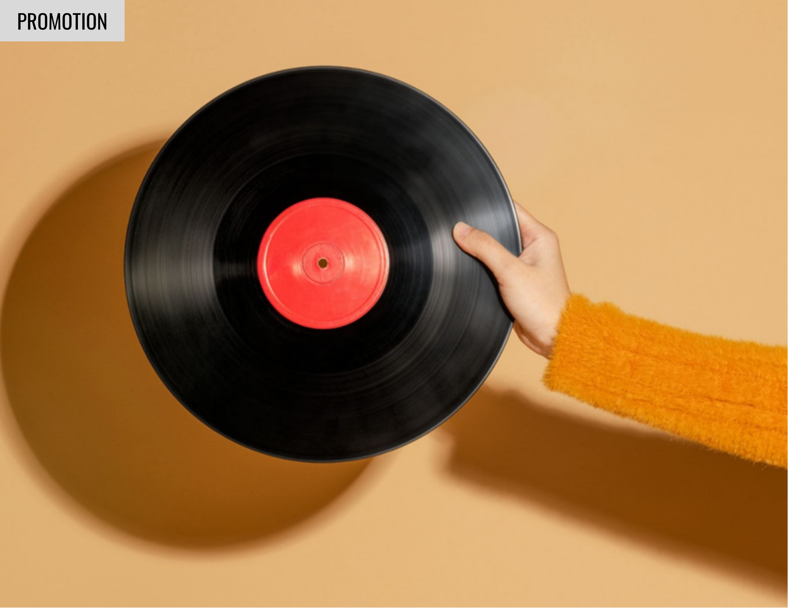 Eine Hand hält eine Schallplatte