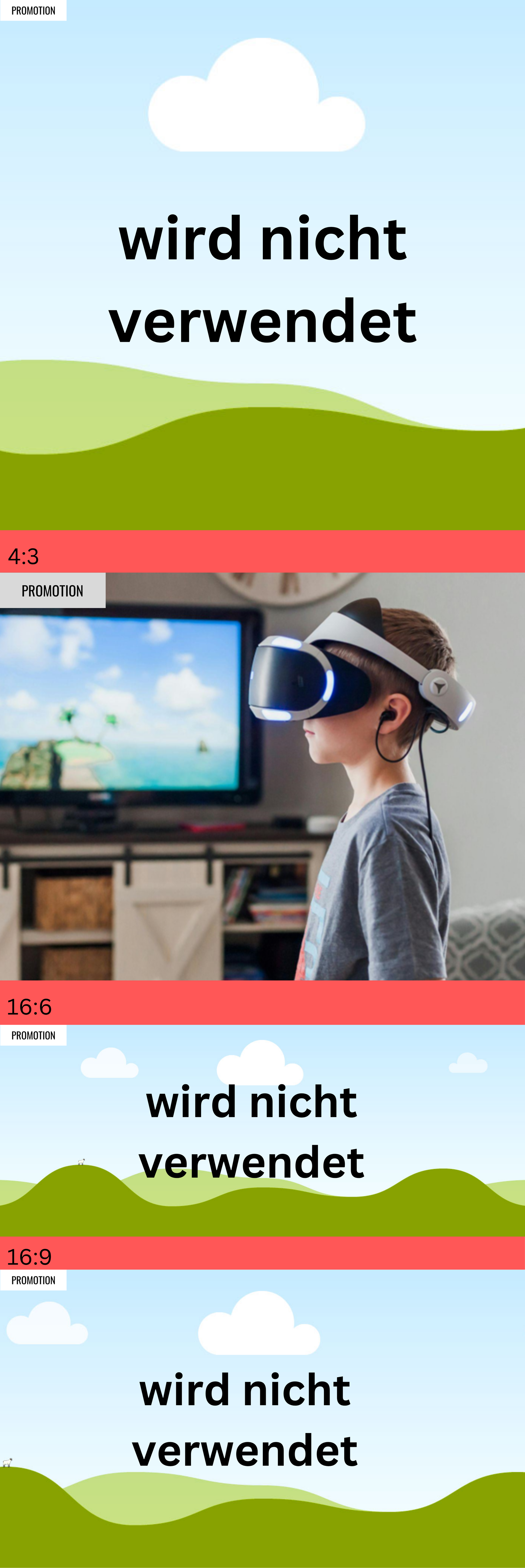 kleiner Junge trägt VR-Brille und steht vor einem Fernseher