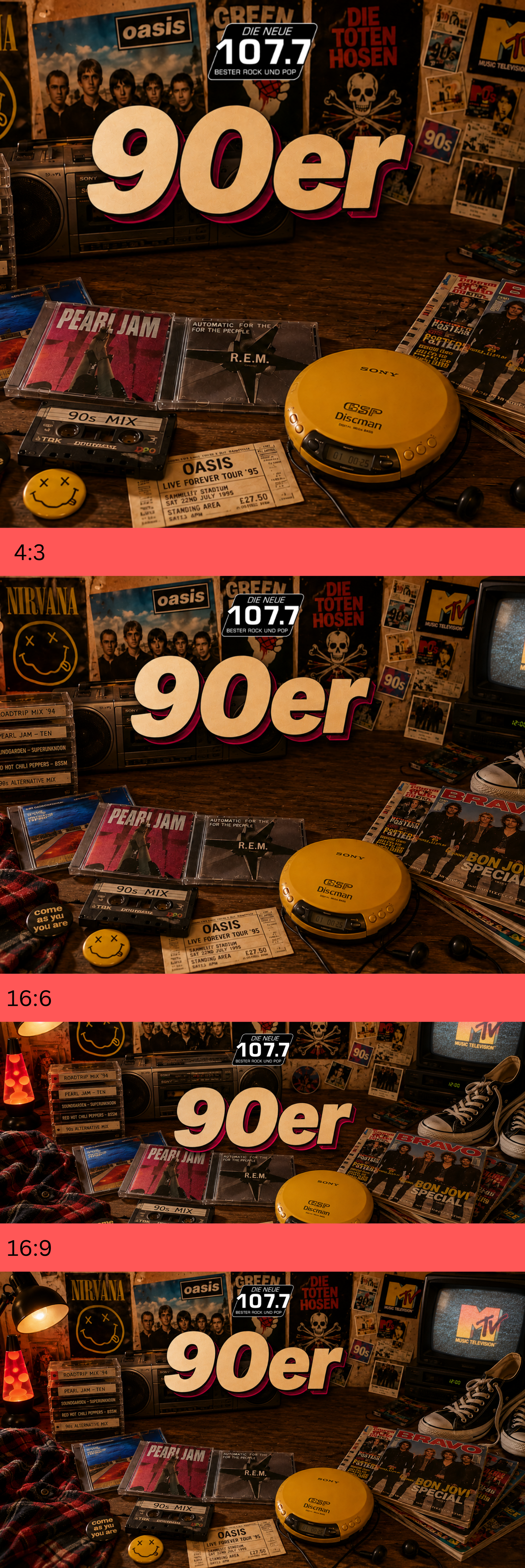 90er Banner verschiedene Größen