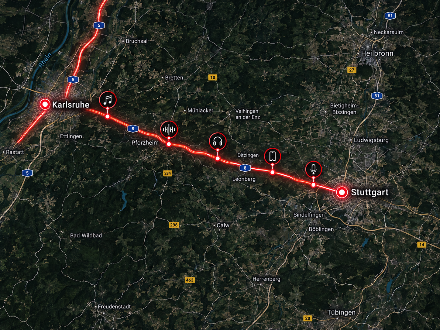 radiokarte karslruhe stuttgart